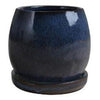 Artisan Planter, Drip Blue Ceramic, 6-In.