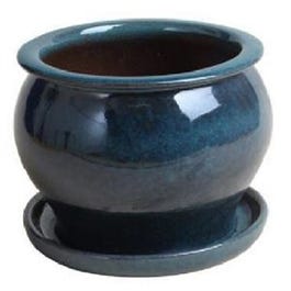 Studio Planter, Drip Blue Ceramic, 4-In.