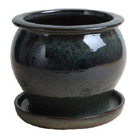 Studio Planter, Drip Green Ceramic, 4-In.