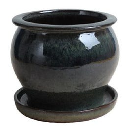 Studio Planter, Drip Green Ceramic, 8-In.