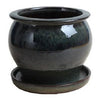 Studio Planter, Drip Green Ceramic, 11-In.