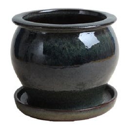 Studio Planter, Drip Green Ceramic, 11-In.