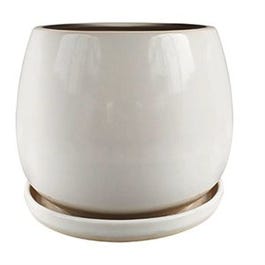 Brooks Artisan Planter, Cream White Glazed Ceramic, 8-In. - Almont, MI