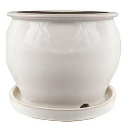 Studio Planter, Cream White Glazed Ceramic, 8-In.