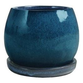 aqua ceramic flower pots Artisan Planter, Aqua Blue Ceramic, 6-In. - Almont, MI