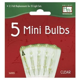 Christmas Lights Replacement Bulb, For 35, 70 & 140-Light Sets, Clear, 3.5-4V X/B, 5-Pk.