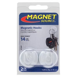 2-Piece White Magnetic Hooks - 14-Lb. Pull